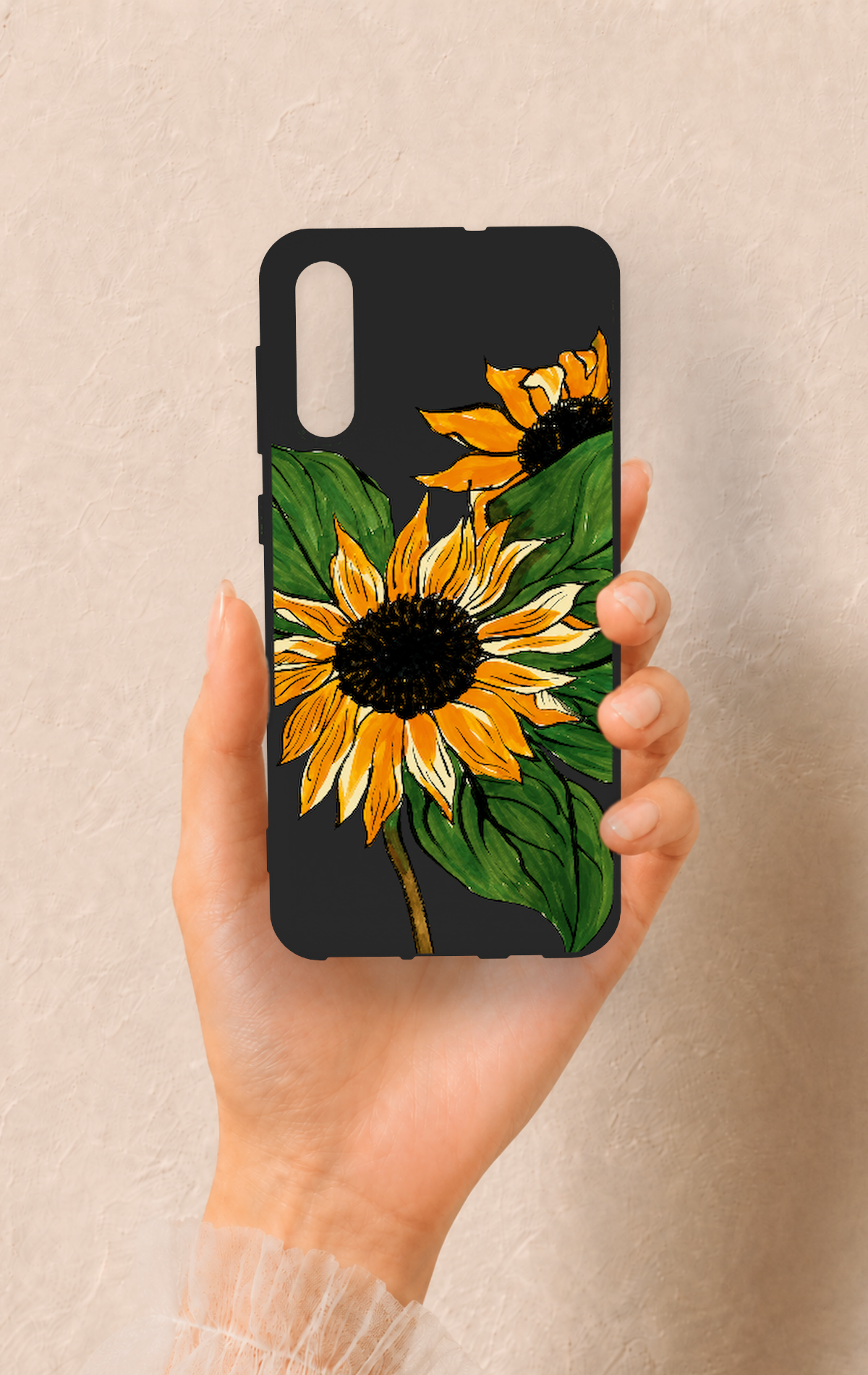 Samsung A50 Uyumlu Ay Çiçeği Desenli Silikon Kılıf