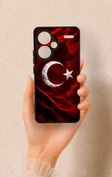 Redmi Note 13 Pro Plus Uyumlu Kurt Türk Bayrağı Desenli Silikon Kılıf