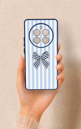 Realme 12 Pro Uyumlu Mavi Beyaz Kurdele Desenli Silikon Kılıf