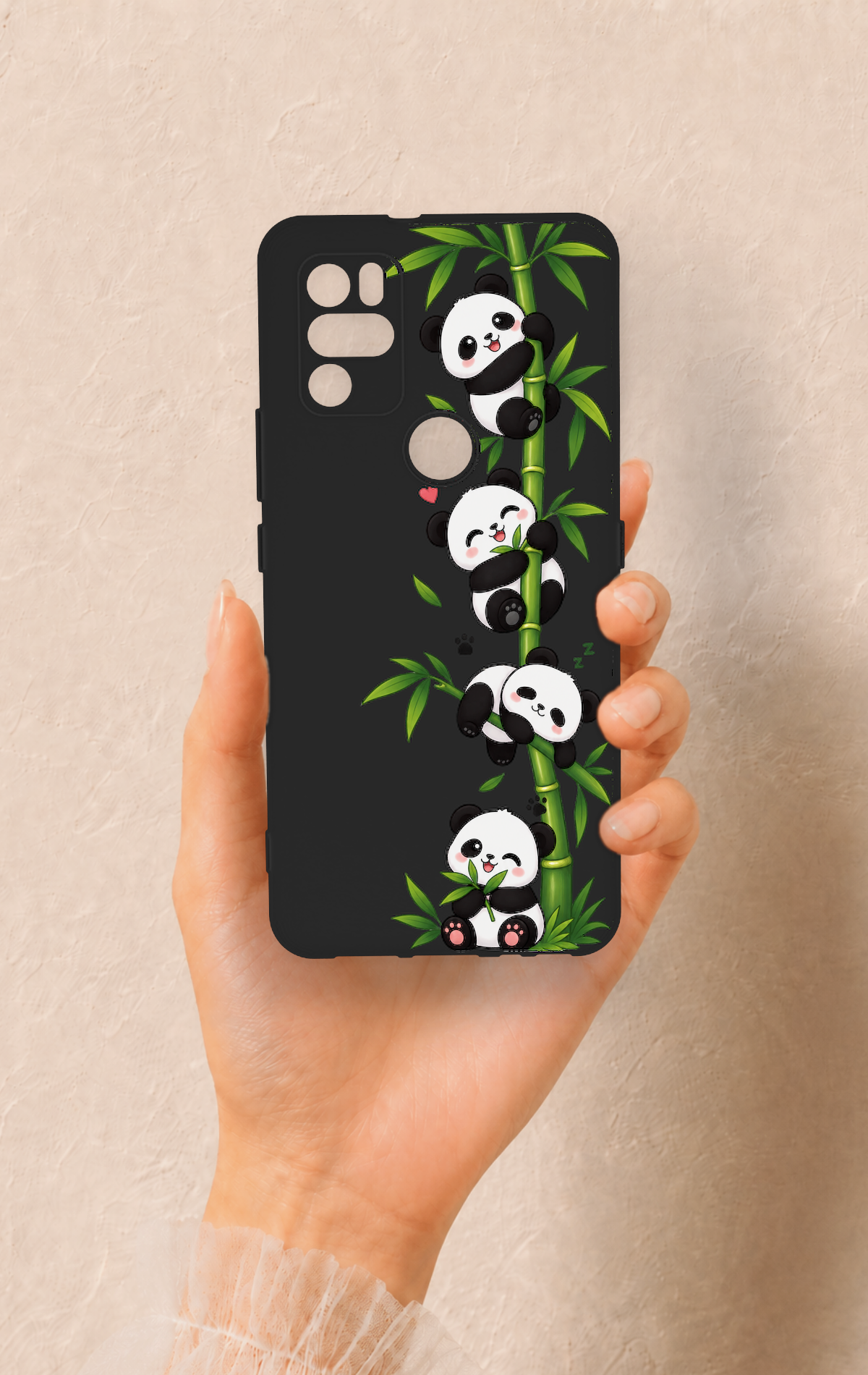 Omix X300 Uyumlu Sevimli Panda Bambu Desenli Silikon Kılıf