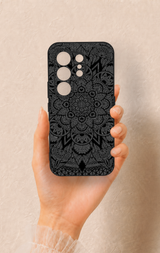 Tecno Camon 50 4G Uyumlu Siyah Beyaz Mandala Desenli Silikon Kılıf