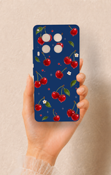 Tecno Camon 30 Uyumlu Kiraz Papatya Desenli Silikon Kılıf