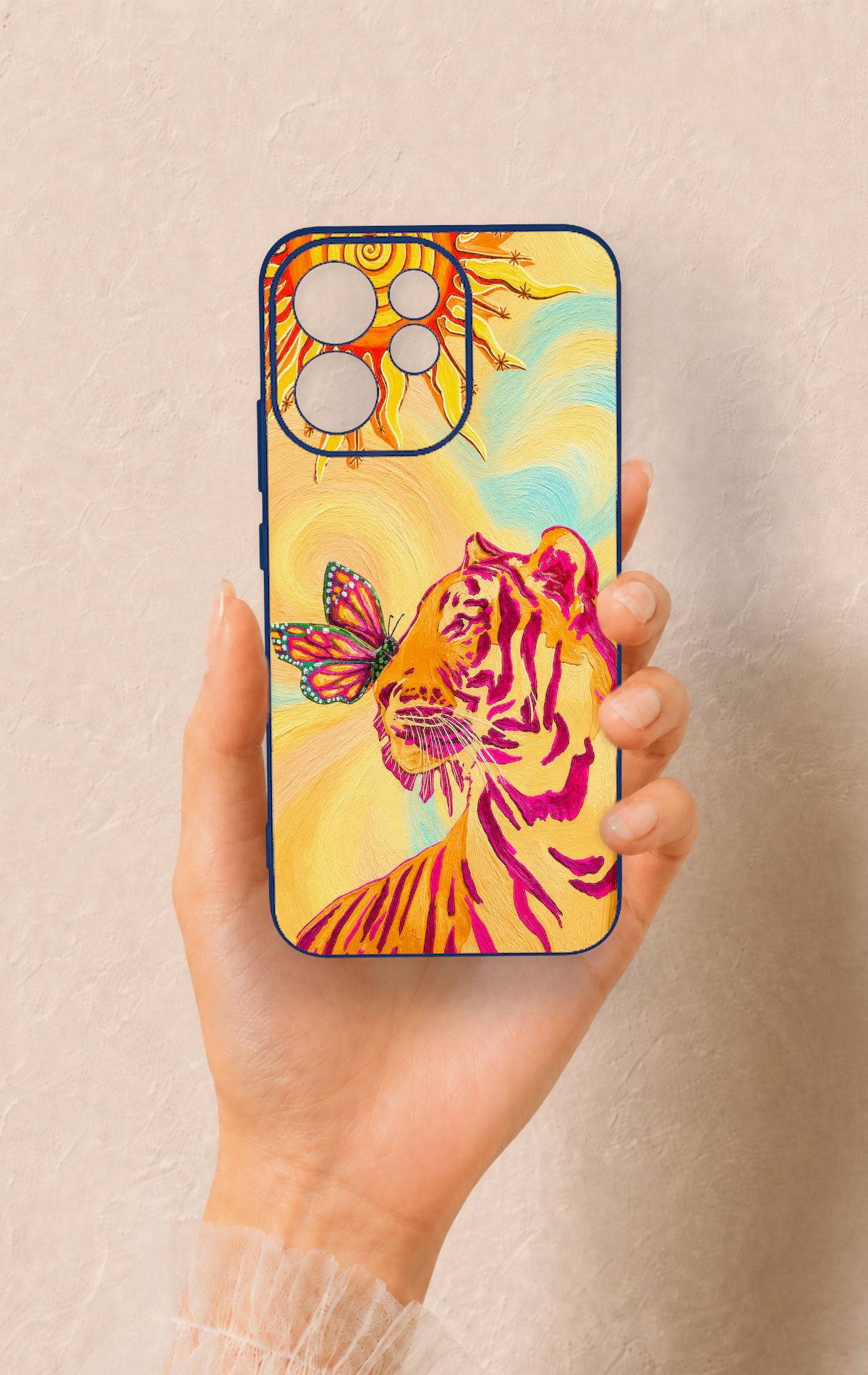 Oppo Reno 15F Uyumlu Güneşin Kaplanı Desenli Silikon Kılıf