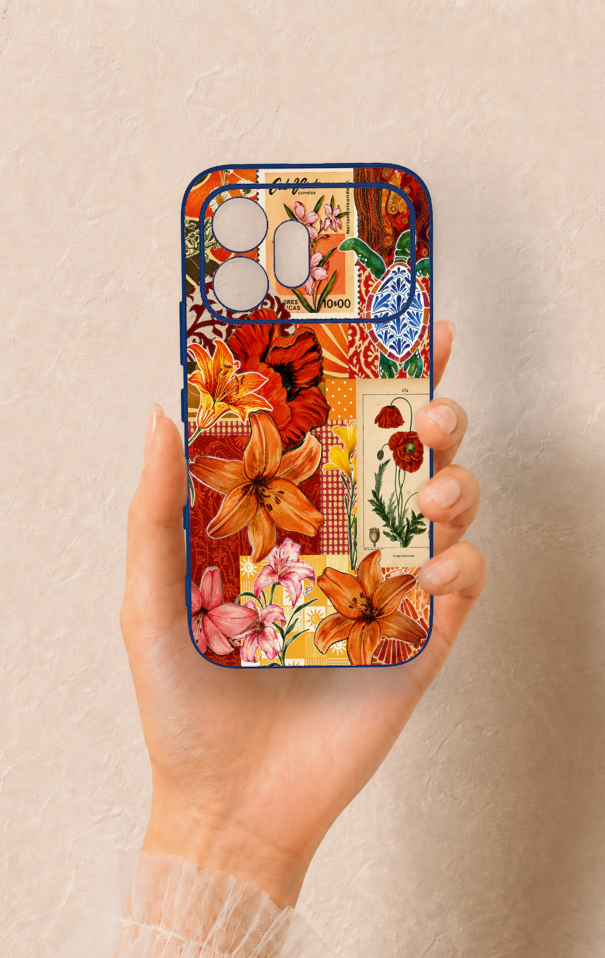Honor 600 Uyumlu Turuncu Zambak Desenli Silikon Kılıf
