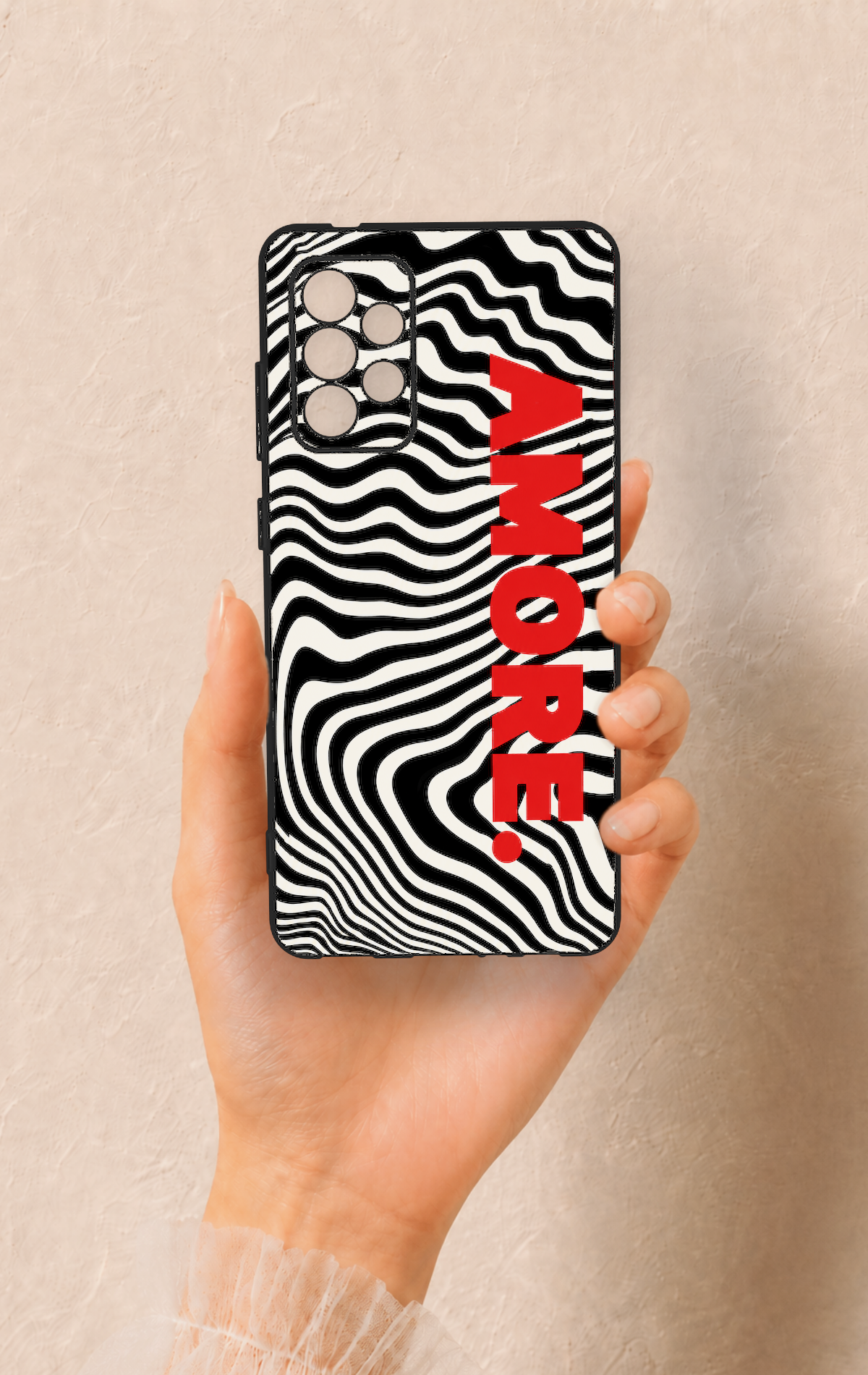 Samsung-A72 Uyumlu Zebra Amore Desenli Silikon Kılıf