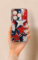 Tecno Spark 20C Uyumlu Star Flag Desenli Silikon Kılıf