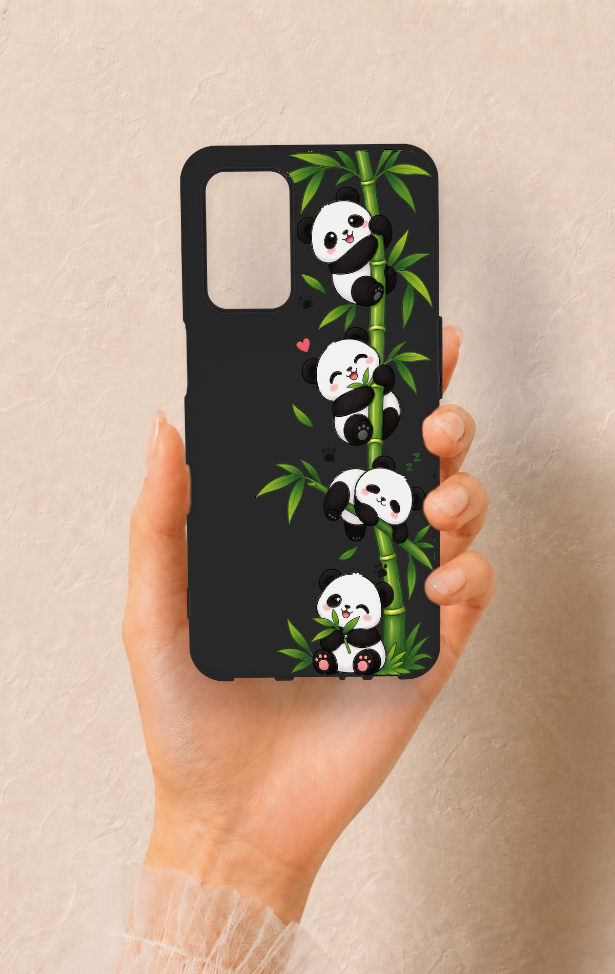 Oppo A55 Uyumlu Sevimli Panda Bambu Desenli Silikon Kılıf