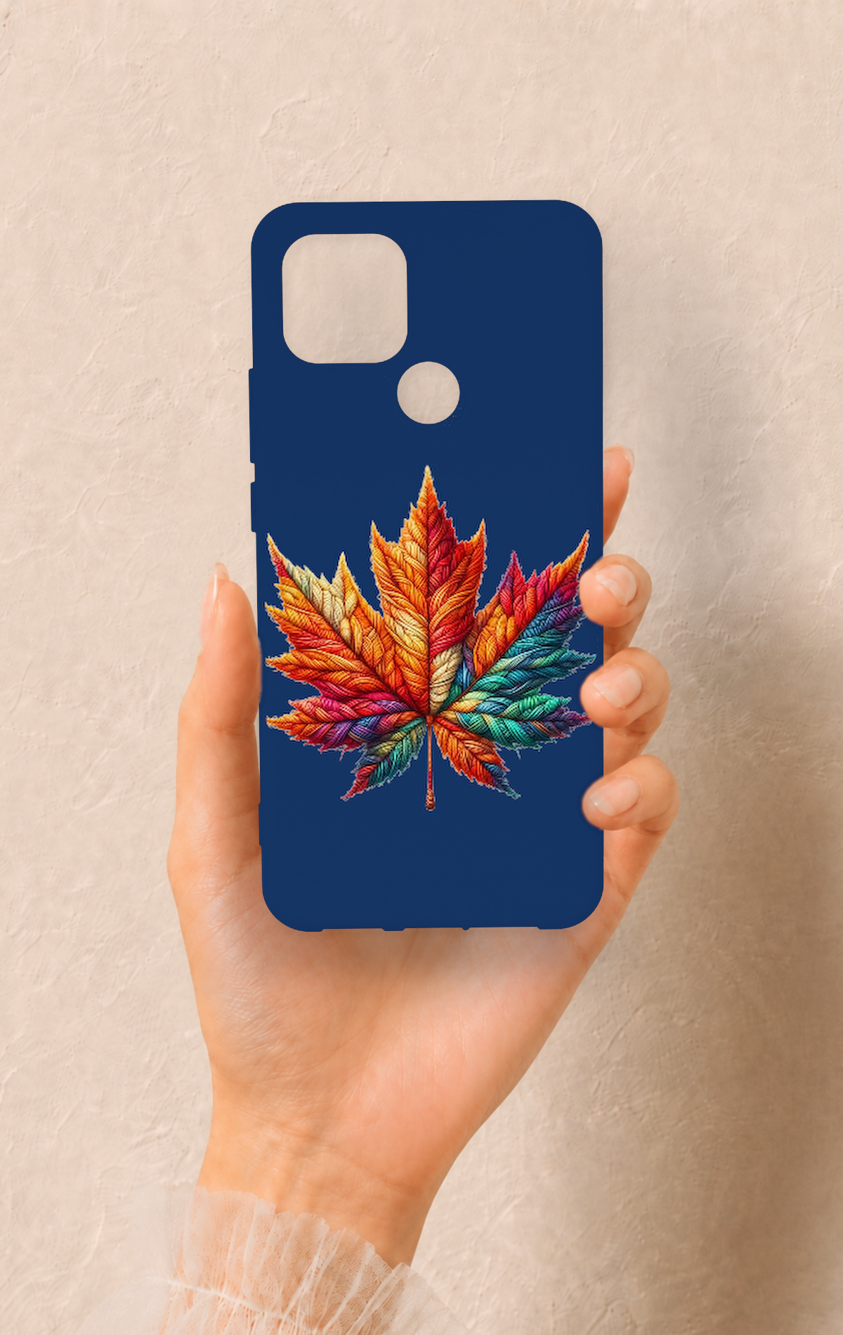 Oppo A15 Uyumlu Renkli Yaprak Desenli Silikon Kılıf