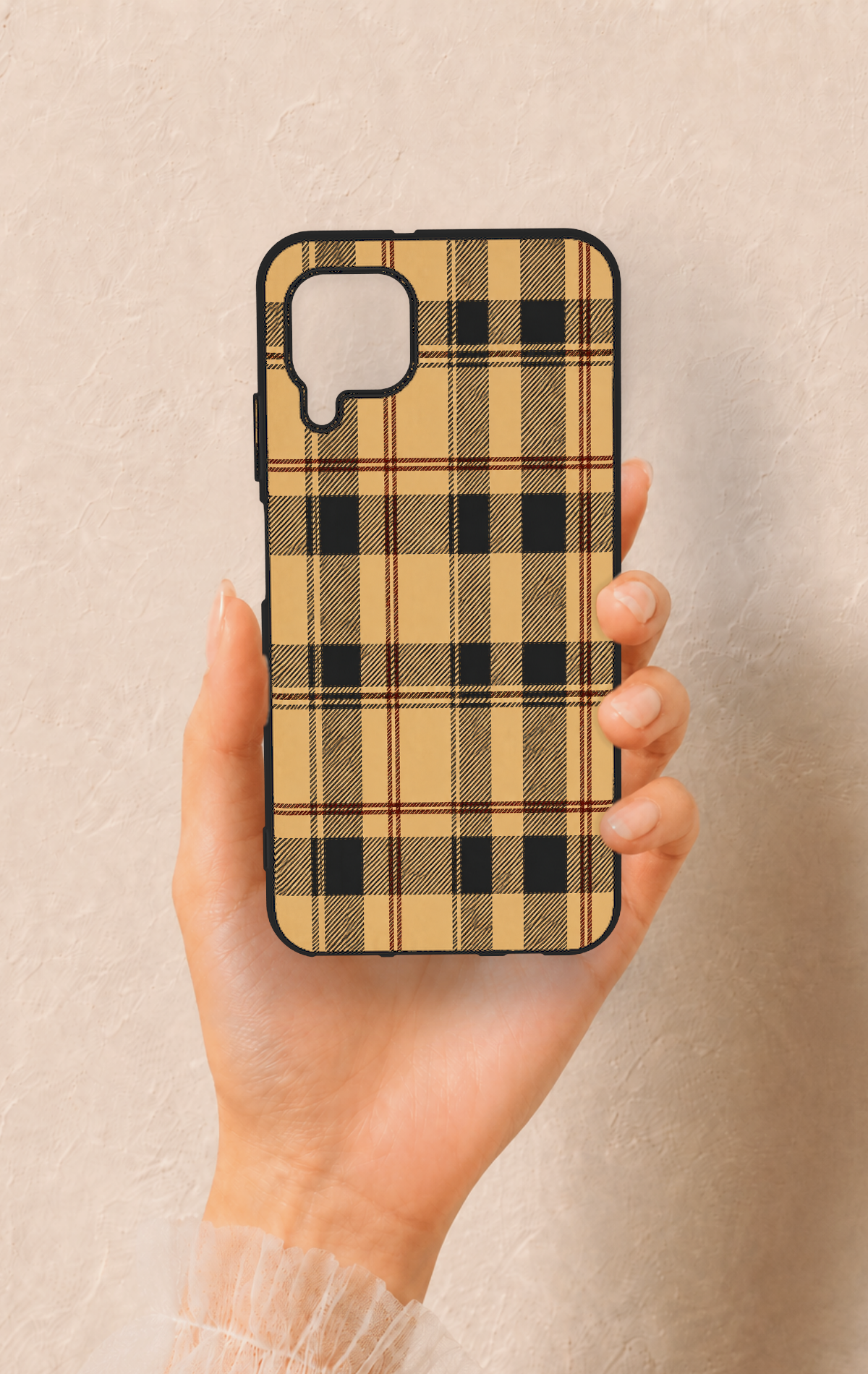 Huawei P40 Lite Uyumlu Burberry Ekose Desenli Silikon Kılıf