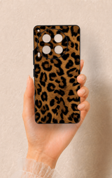 Tecno Camon 30 Uyumlu Koyu Leopar Deri Desenli Silikon Kılıf