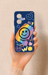 Oppo A3 Uyumlu Happing Smile Desenli Silikon Kılıf