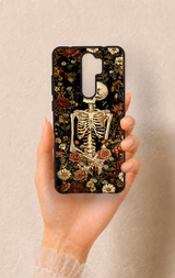 Redmi Note 8 Pro Uyumlu Çiçek İskelet Desenli Silikon Kılıf