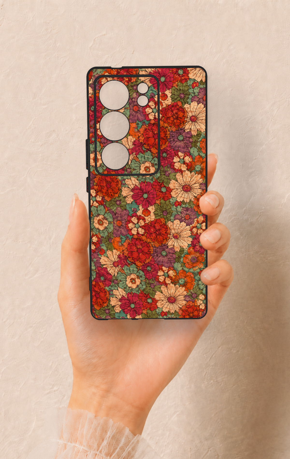 Vivo V29 Uyumlu Pastel Çiçek Bahçesi Desenli Silikon Kılıf