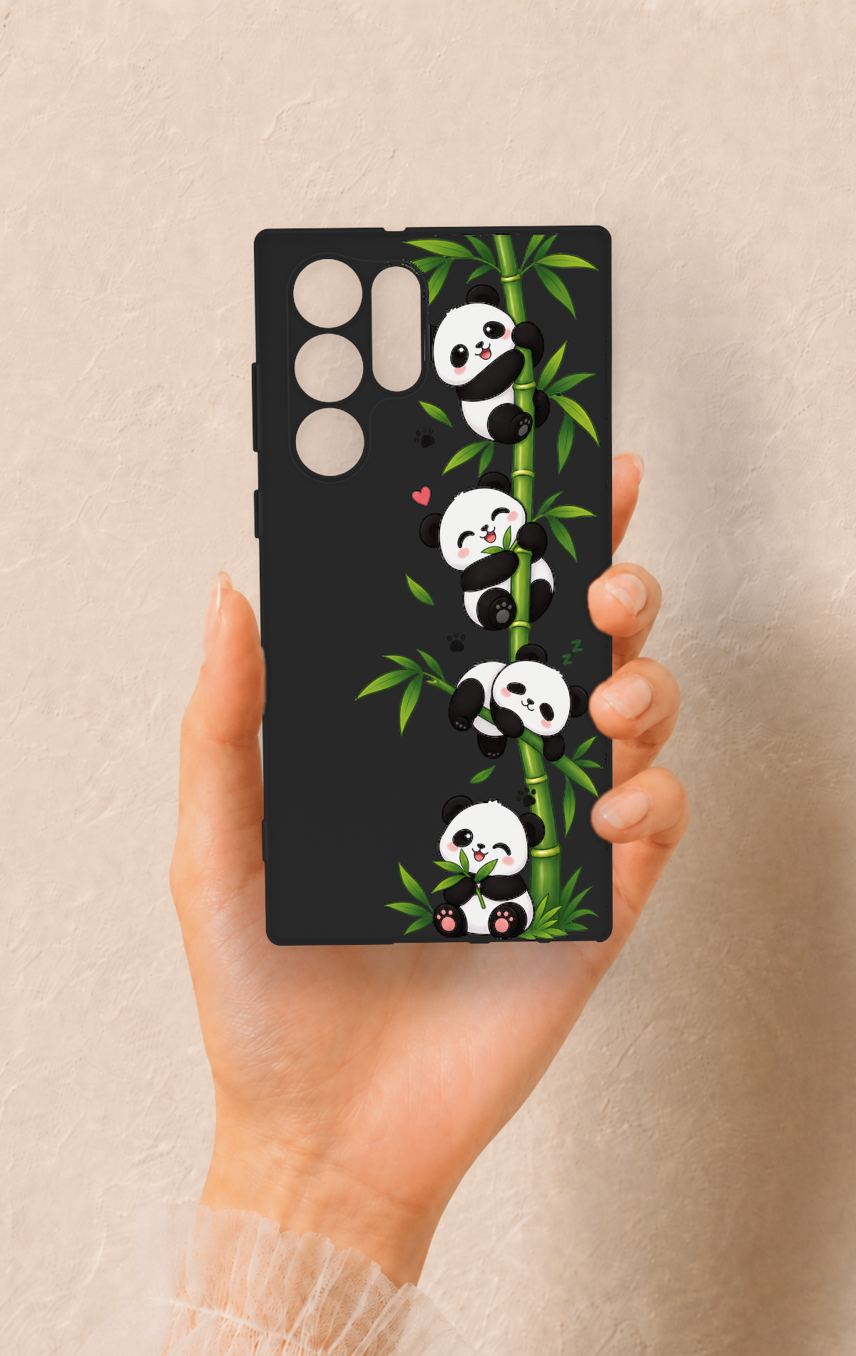 Samsung S22 Ultra Uyumlu Sevimli Panda Bambu Desenli Silikon Kılıf