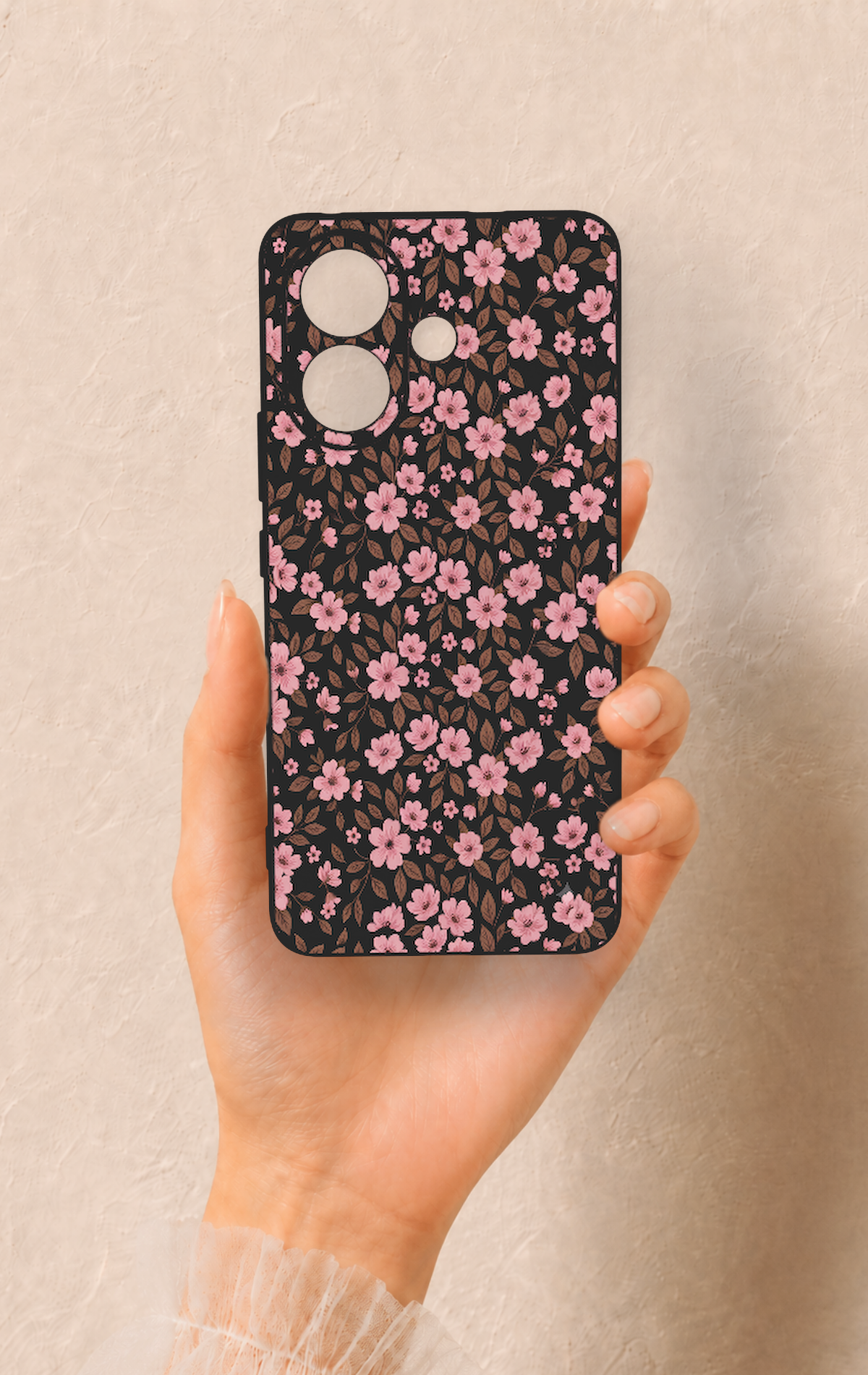 Vivo V60 Lite Uyumlu Mini Pembe Çiçek Desenli Silikon Kılıf