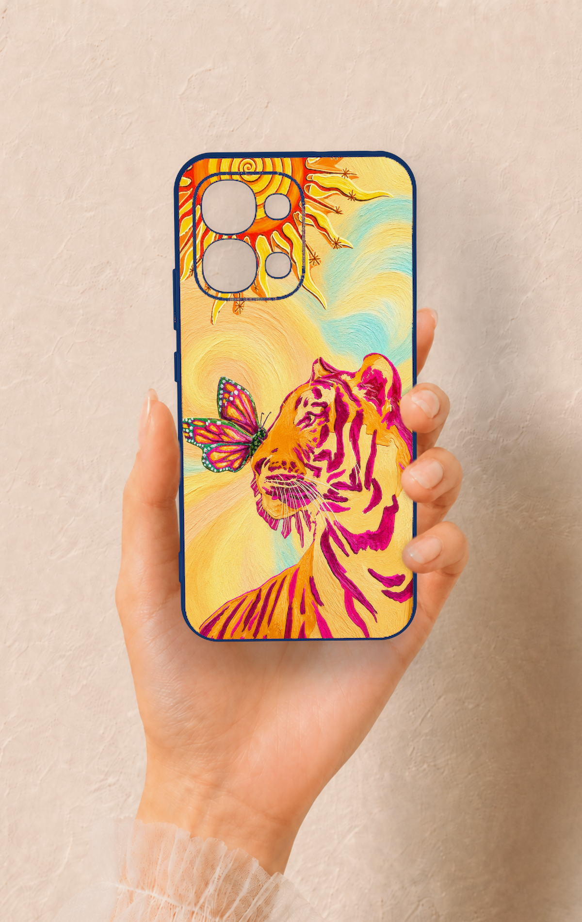 Oppo A6 Pro Uyumlu Güneşin Kaplanı Desenli Silikon Kılıf