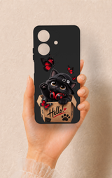 Realme Note 60 Uyumlu Hello Cat Desenli Silikon Kılıf