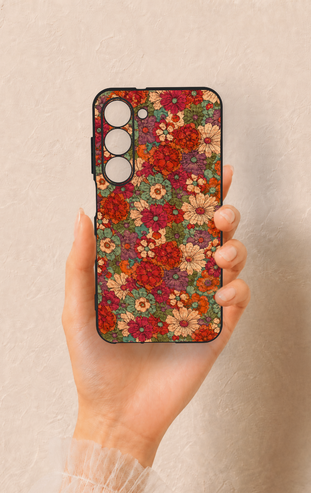 Samsung S23 Uyumlu Pastel Çiçek Bahçesi Desenli Silikon Kılıf