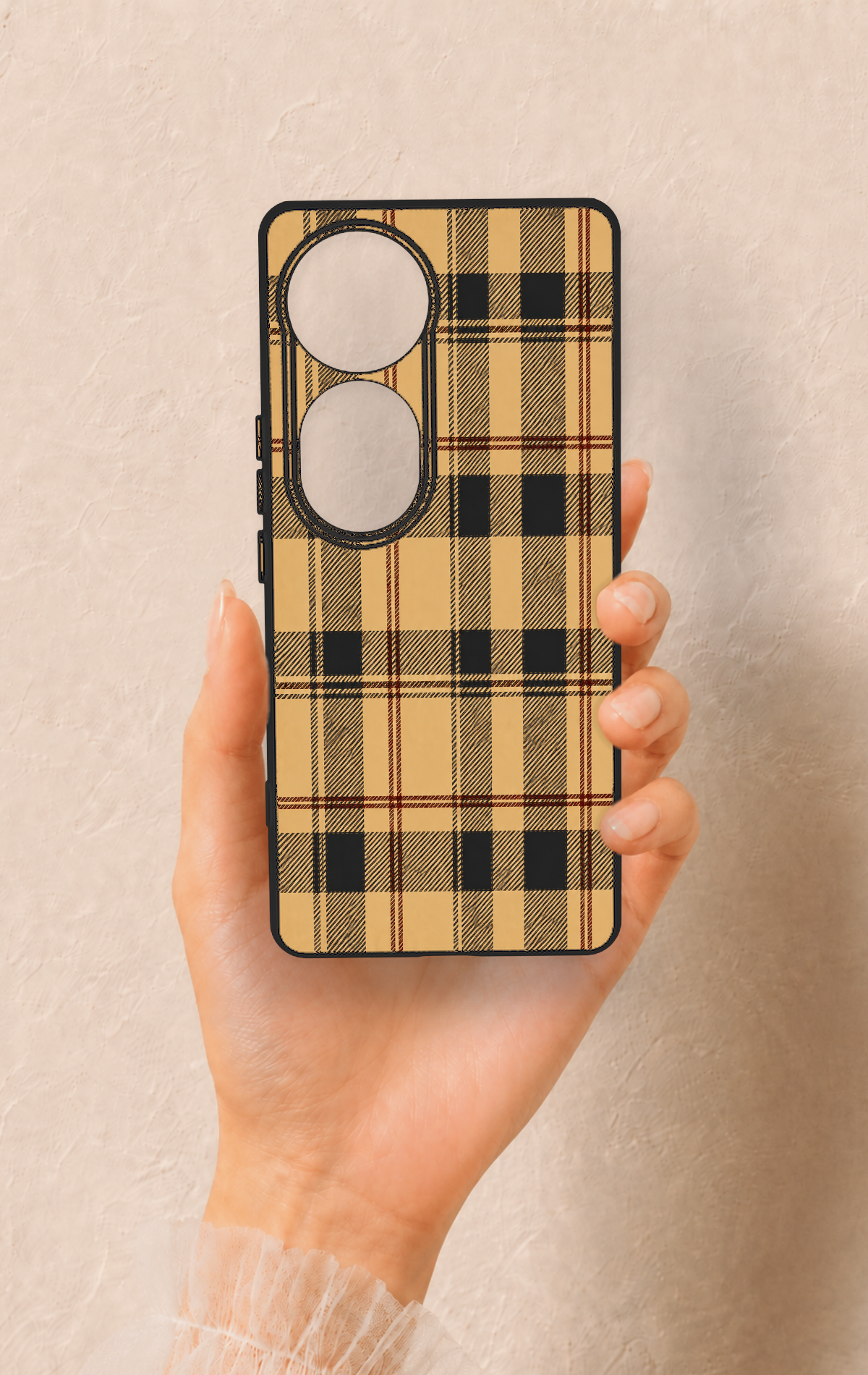 Vivo V40 Uyumlu Burberry Ekose Desenli Silikon Kılıf