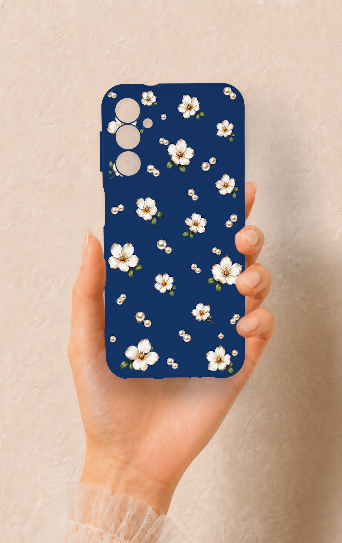 Samsung A14 Uyumlu Papatya İnci Desenli Silikon Kılıf