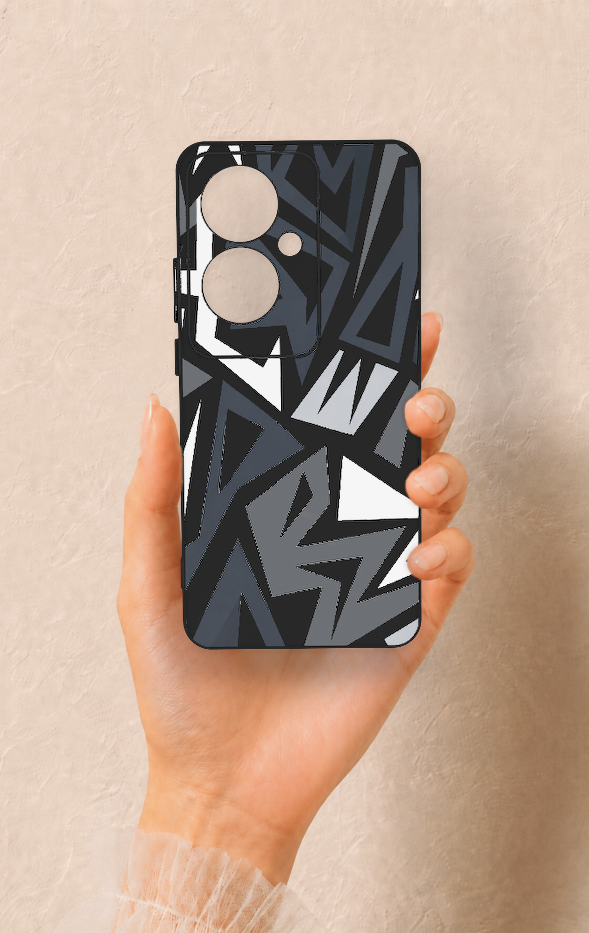 Oppo Reno 11F Uyumlu Geometrik Blok Desenli Silikon Kılıf