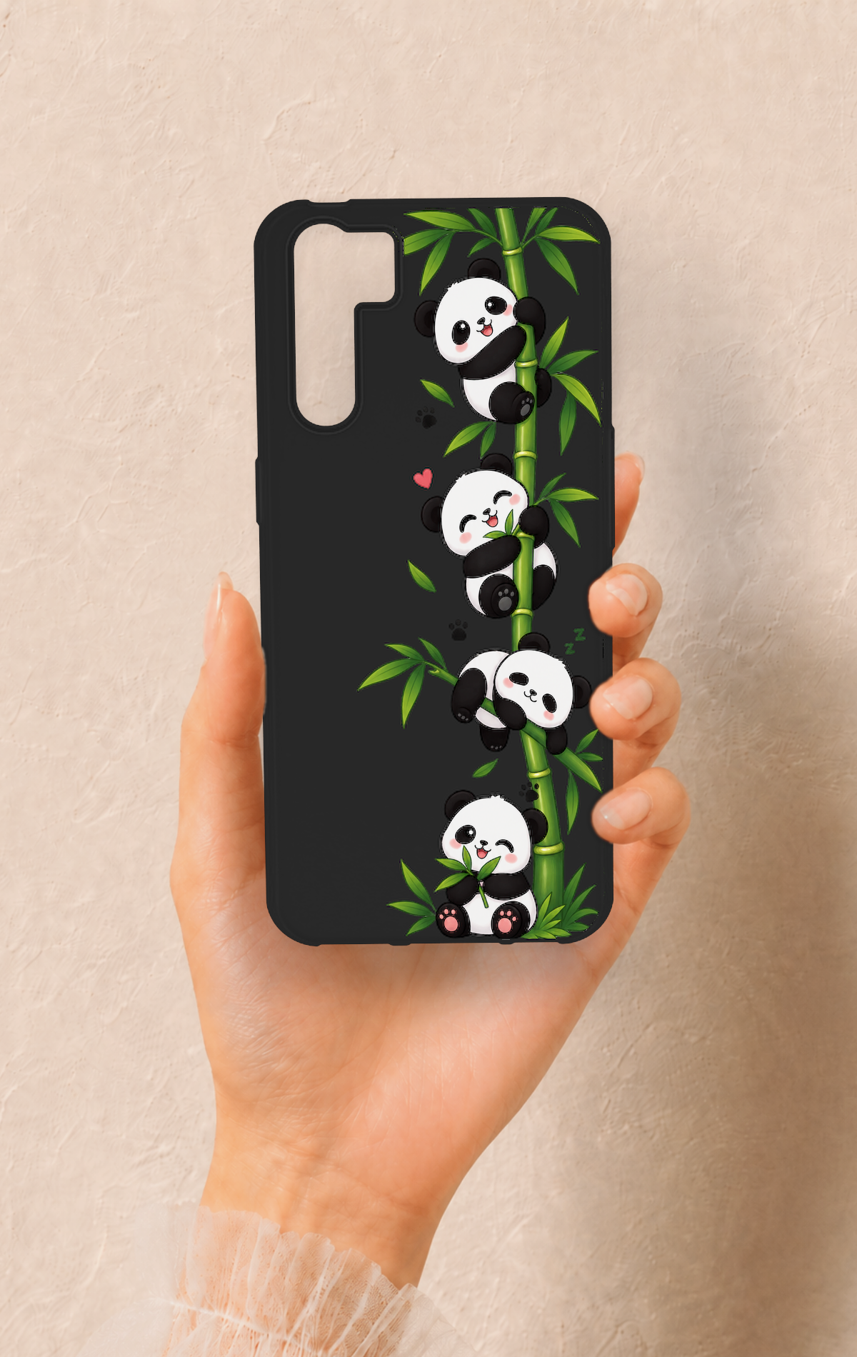 Oppo A91 Uyumlu Sevimli Panda Bambu Desenli Silikon Kılıf