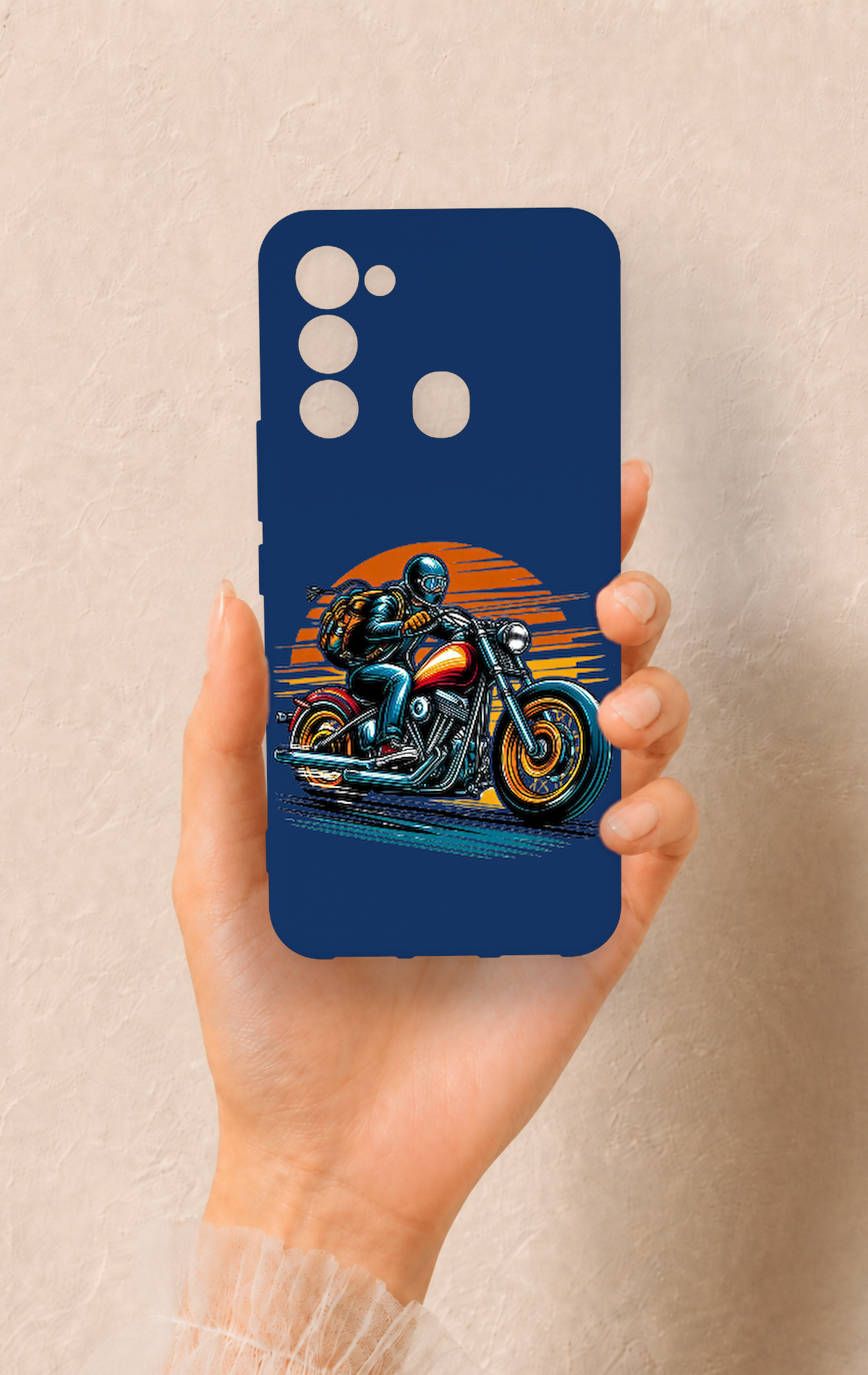 Tecno Spark 8C Uyumlu Moto Rider Desenli Silikon Kılıf