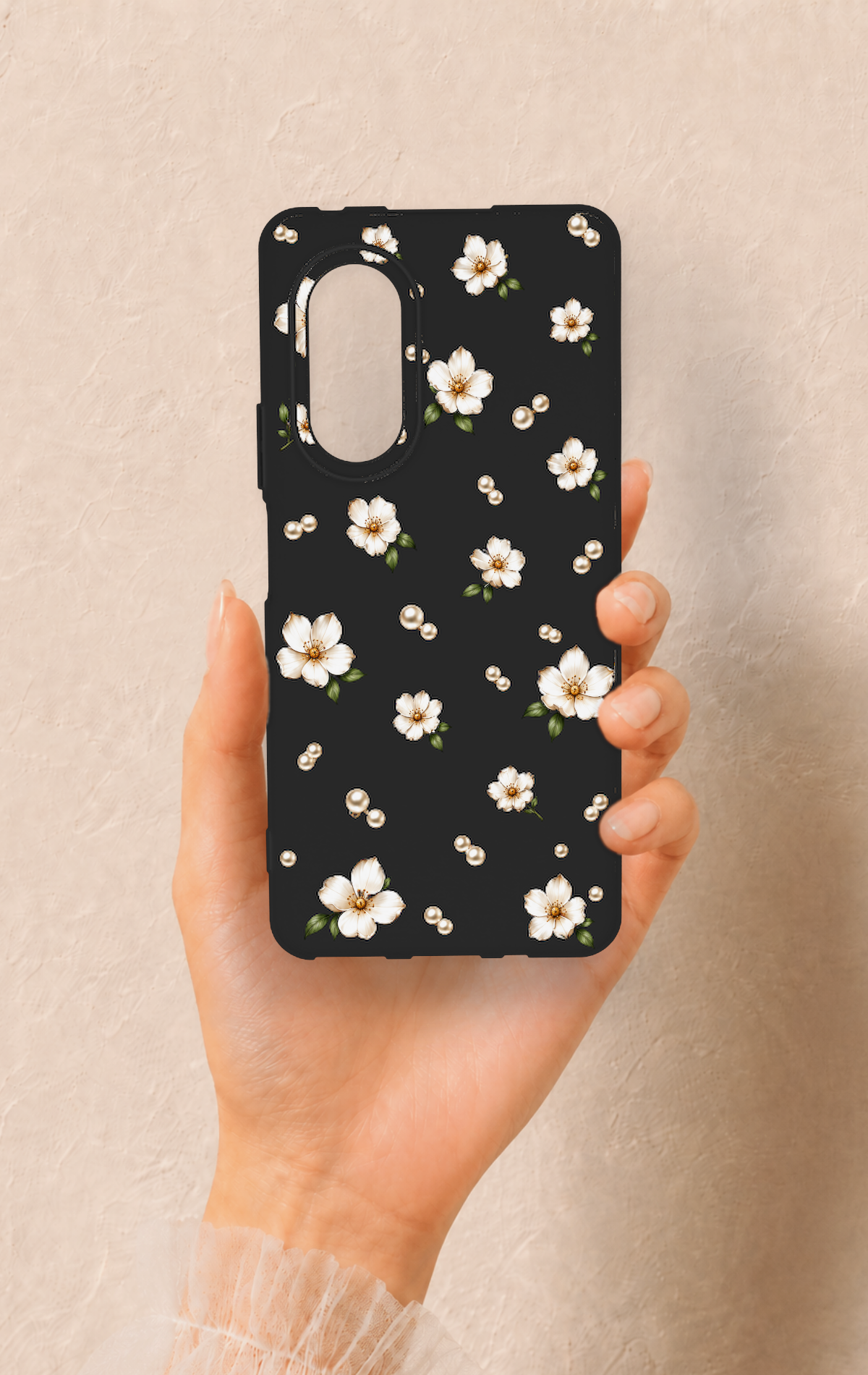 Huawei Nova 9Se Uyumlu İnci Papatya Desenli Silikon Kılıf