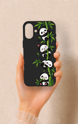 iPhone 16 Plus Uyumlu Sevimli Panda Bambu Desenli Silikon Kılıf