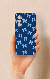 Samsung A17 Uyumlu Mavi Fiyonk Kurdele Desenli Silikon Kılıf