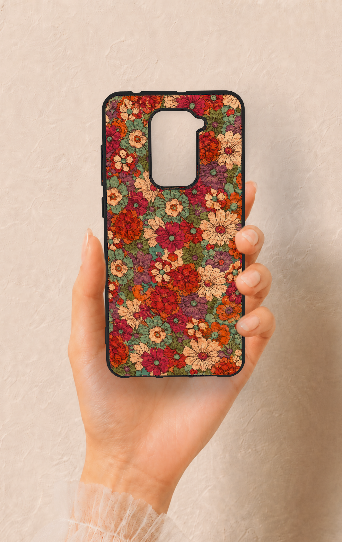 Redmi Note 9 Uyumlu Pastel Çiçek Bahçesi Desenli Silikon Kılıf