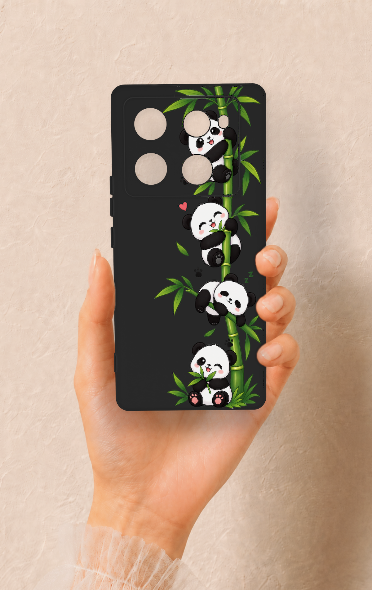 İnfinix Note 40 Pro Uyumlu Sevimli Panda Bambu Desenli Silikon Kılıf