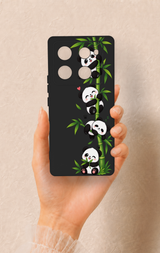 İnfinix Note 40 Pro Uyumlu Sevimli Panda Bambu Desenli Silikon Kılıf