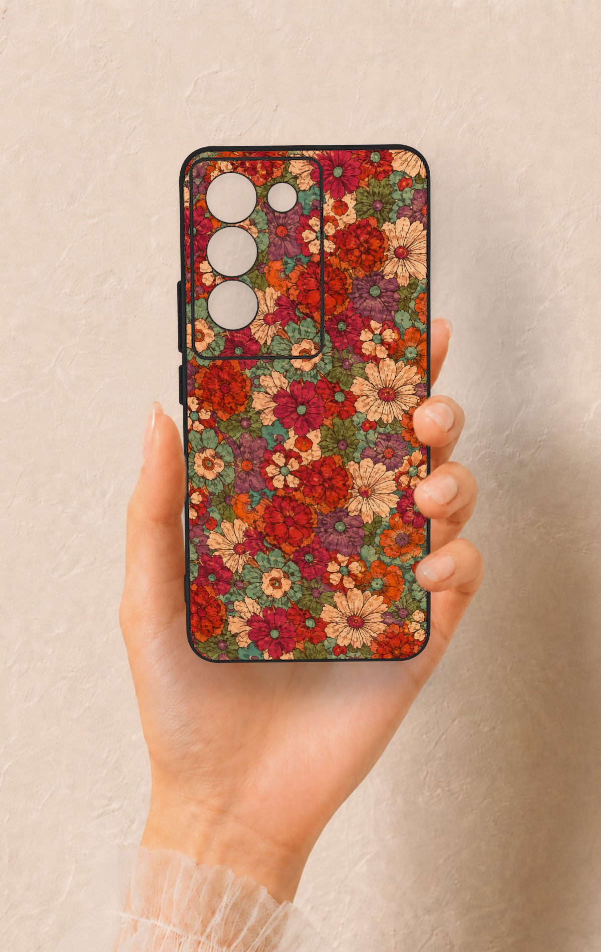 Vivo V30 Lite Uyumlu Pastel Çiçek Bahçesi Desenli Silikon Kılıf