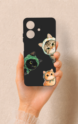Realme Note 60 Uyumlu Kedi Ekibi Desenli Silikon Kılıf