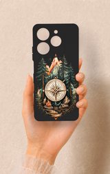 Tecno Spark 10 Pro Uyumlu Pusula Orman Desenli Silikon Kılıf