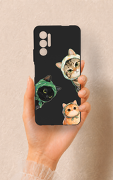 Tecno Pova 3 Uyumlu Kedi Ekibi Desenli Silikon Kılıf