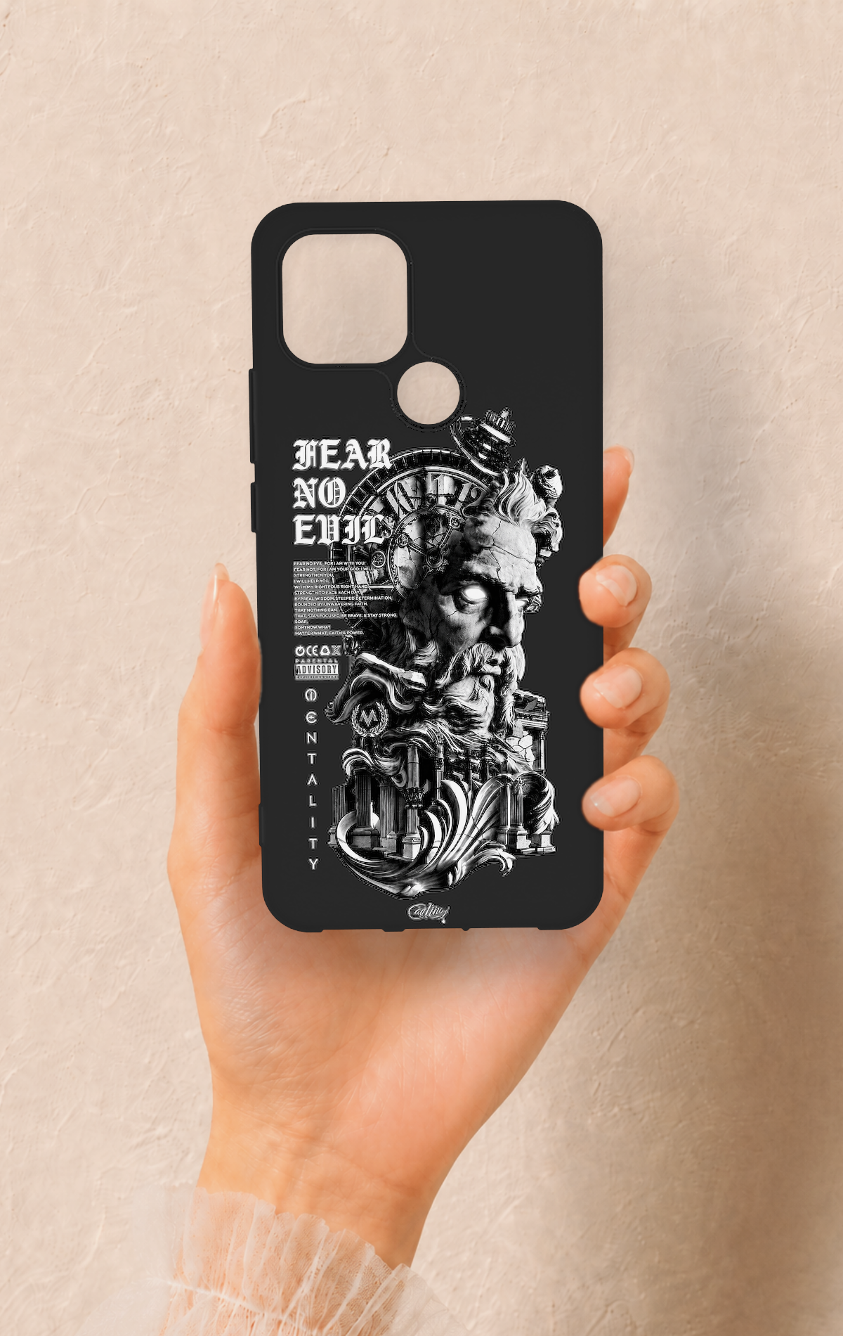 Oppo A15 Uyumlu Fear No Evil Desenli Silikon Kılıf