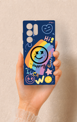 Samsung S22 Ultra Uyumlu Happing Smile Desenli Silikon Kılıf