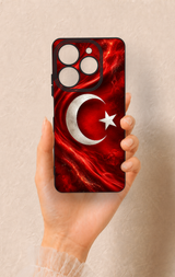 Tecno Spark 10 Pro Uyumlu Türk Bayrağı Desenli Silikon Kılıf