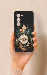 Oppo A5 5G Uyumlu Pusula Orman Desenli Silikon Kılıf