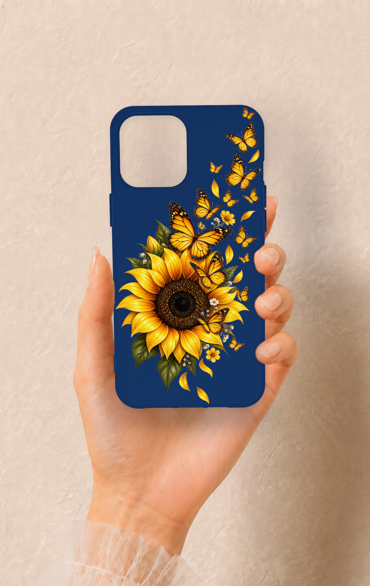 iPhone 12 Pro Max Uyumlu Ayçiçeği Desenli Silikon Kılıf