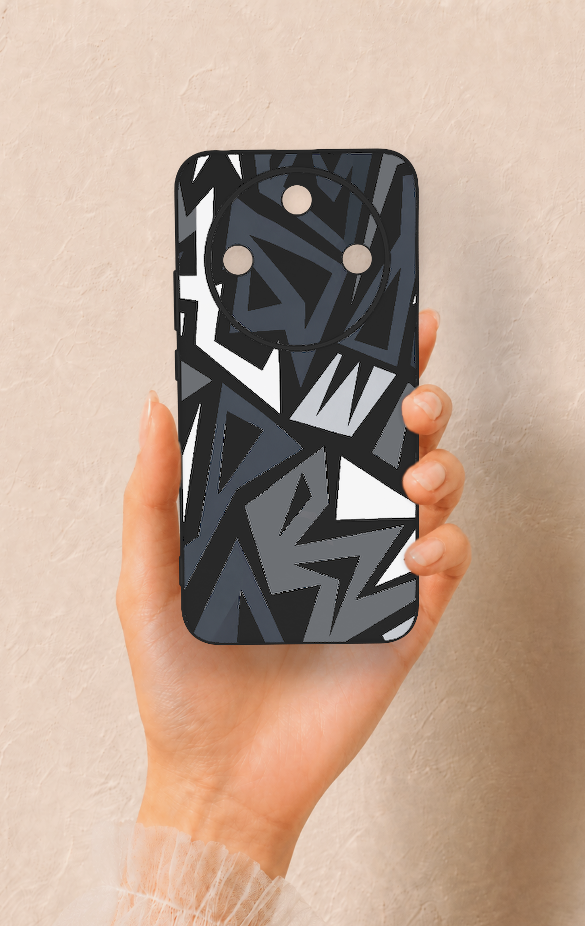 Honor Magic 8 Lite Uyumlu Geometrik Blok Desenli Silikon Kılıf