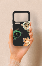 Mi 17 Pro Max Uyumlu Kedi Ekibi Desenli Silikon Kılıf