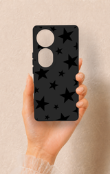 Vivo V40 Uyumlu Siyah Star Desenli Silikon Kılıf