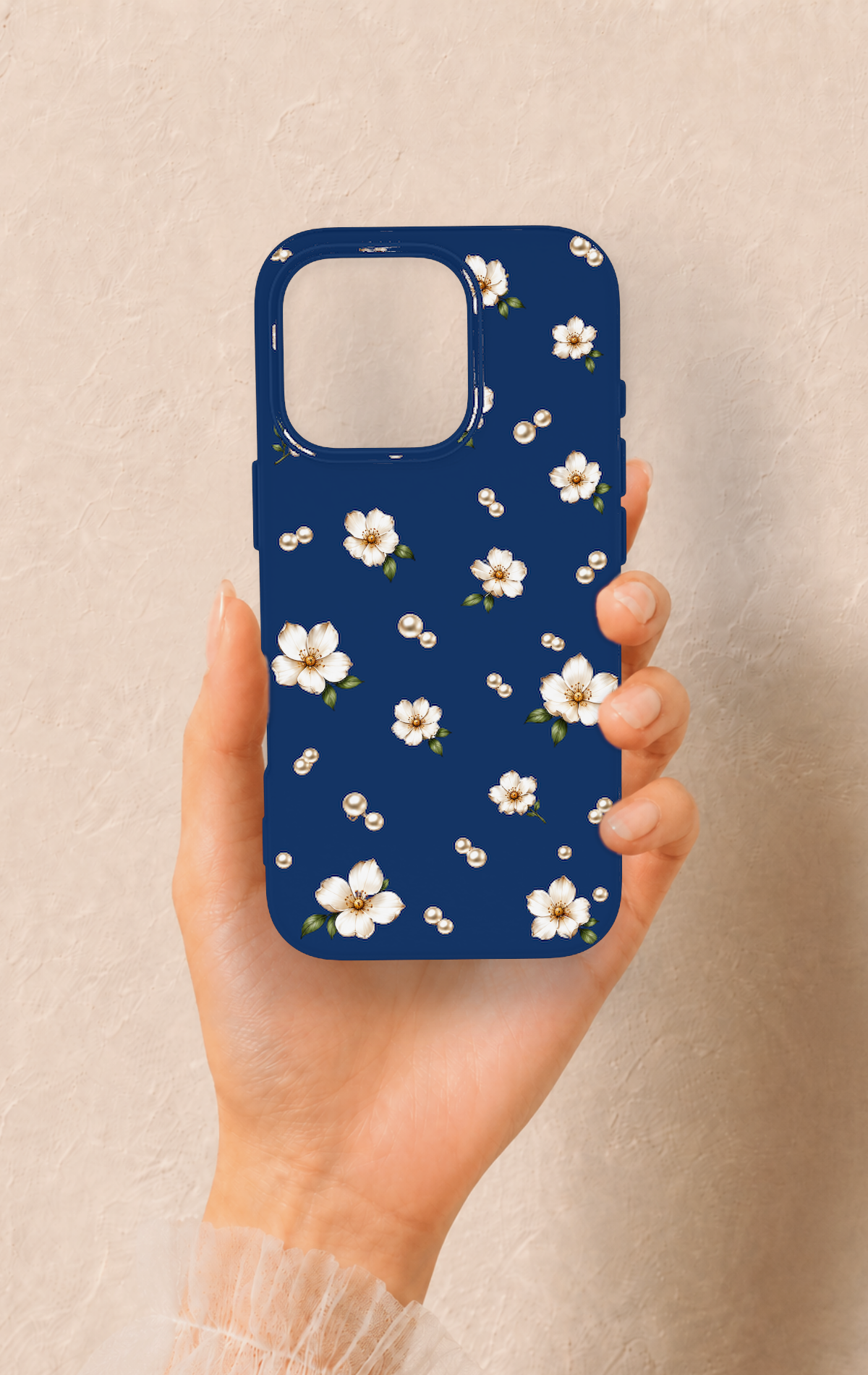 iPhone 16 Pro Uyumlu Papatya İnci Desenli Silikon Kılıf