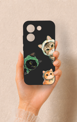 Poco X8 Pro Uyumlu Kedi Ekibi Desenli Silikon Kılıf