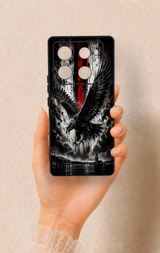 İnfinix Note 40 Pro Uyumlu Kara Kartal Desenli Silikon Kılıf