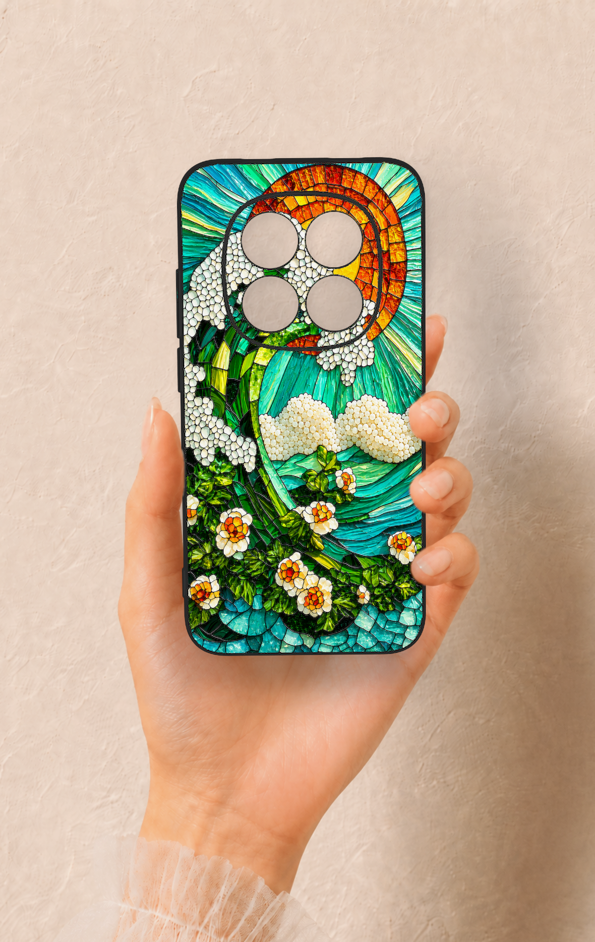 Redmi Note 15 Pro 5G Uyumlu Mozaik Okyanus Dalgası Desenli Silikon Kılıf