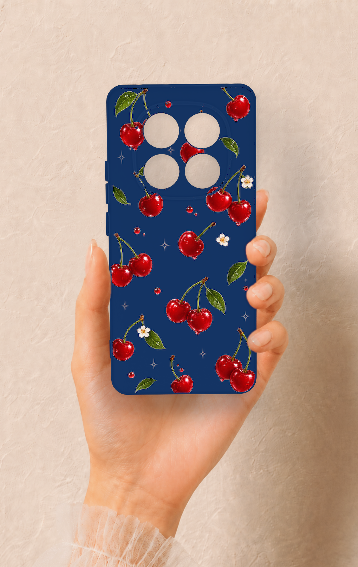 Redmi Note 14 Pro 5G Uyumlu Kiraz Papatya Desenli Silikon Kılıf